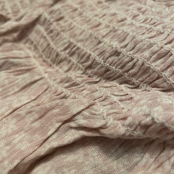 BlueBlush Smocked Crop Pink Floral Puffy Sleeve Blouse Large - Picture 5 of 5